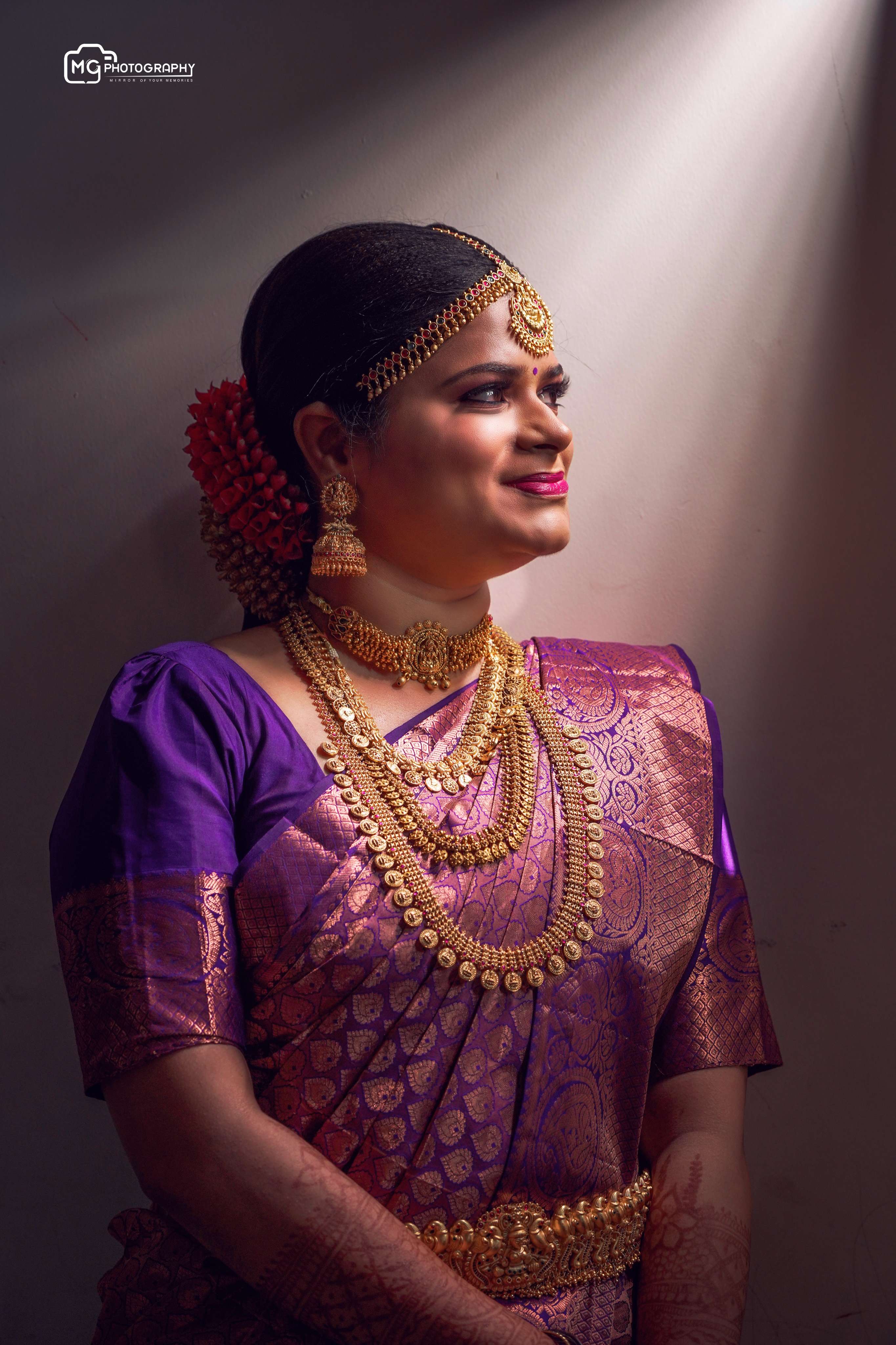 Indian bride purple saree MG Photography