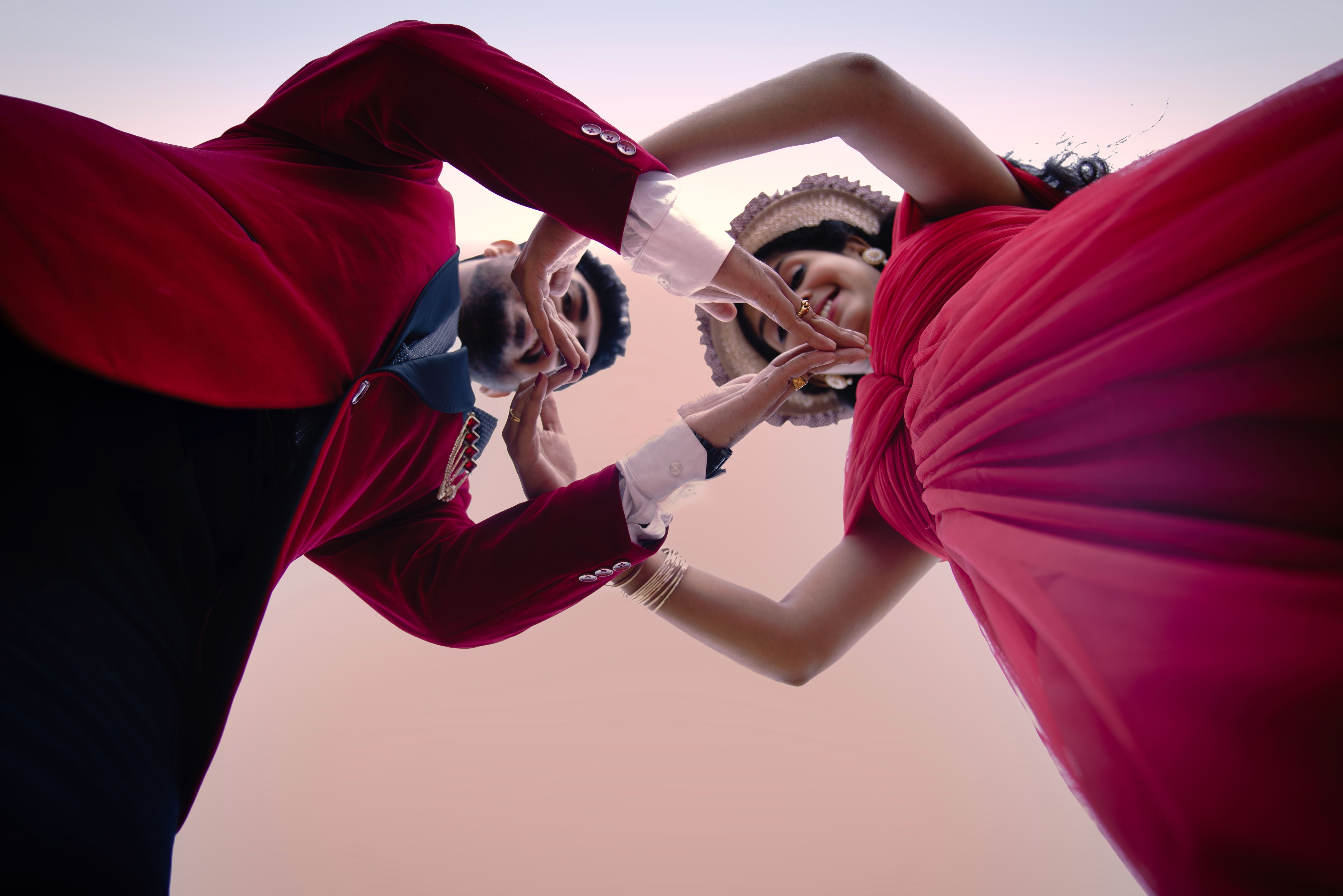 Pre-wedding couple heart sky MG Photography